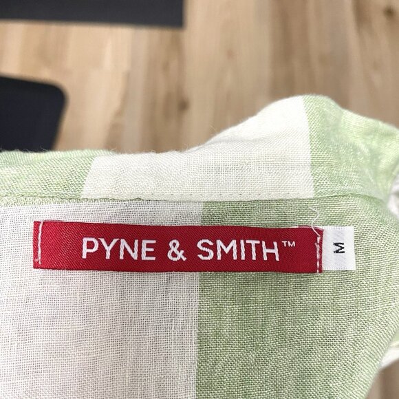 Pyne & Smith 100% Flax Linen Gingham Short Sleeve Button Up Blouse size Medium - Picture 7 of 8